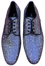 DOLCE & GABBANA Purple Leather Men's Derby With Fusible Rhinestone 10UK -11US