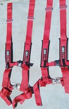 50 Cal Racing 4 Point 3 Seat Belt Safety Harness Red Set Of 2