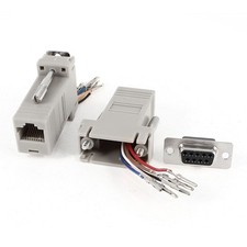 2 Pcs Serial DB9 9Pin RS232 Female to RJ45 Female F/F Modular Adapter Connectors