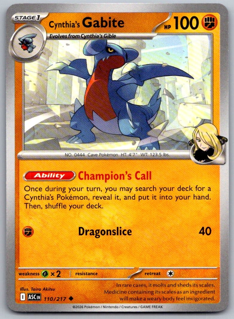 Cynthia's Gabite 110/217 Uncommon Ascended Heroes Pokemon Near Mint