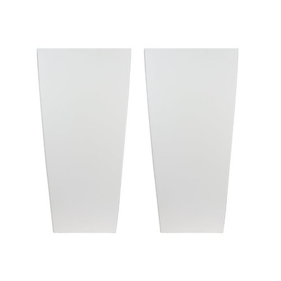 2PCS White 30''Tall Square Planters Detachable Tray Patio Garden Tree Flower Pots