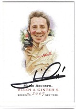 MARIO ANDRETTI JSA AUTH SIGNED 2007 ALLEN & GINTER CARD AUTOGRAPH