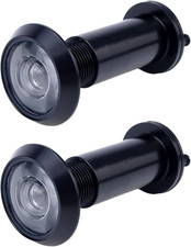 2 Pcs 200 Degree Door Viewer Peephole Black Zinc Alloy Optical Glass Lens