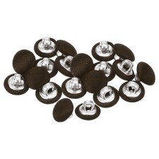 20pcs 10mm Fabric Cloth Covered with Metal Shank Round Buttons, Brown