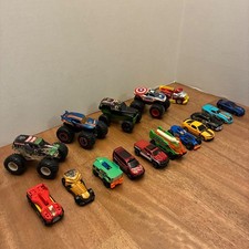 Hot Wheels Diecast Cars Trucks Lot of 16 Monster Trucks Cars 2009 Mattel Marvel