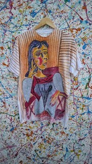 T shirt vintage Picasso stampa all over AOP punto singolo arte Dora Maar XL anni 80 90