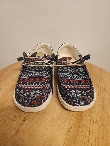 Hey Dude Wendy Winter Ugly Sweater Shoes Womens 8 Navy 43536-4HQ - Picture 5 of 6