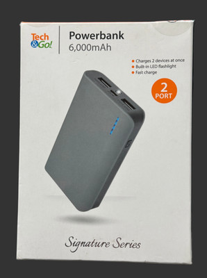 Tech & Go Power Bank 6,000 mAh 2 Port Signature Series External Battery