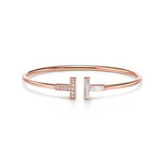 Tiffany & Co. T Wire Bracelet – 18k Rose Gold – Diamonds & MOP – Size Medium