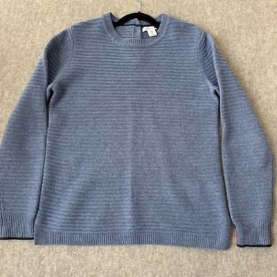 Tabitha Webb Lambswool Sweater Womens Medium Blue Ribbed Crewneck Long Sleeve