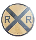 RR Crossing RAILROAD Sign Round Tin Metal Sign 11.5" NEW Vintage-Inspired