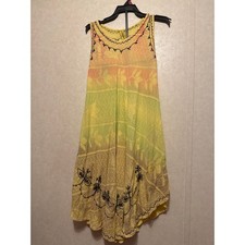 Sunflower Yellow Sun Dress Free Size, Black Embroidery Lightweight & Stylish