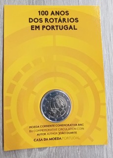 2 Euro Portugal 2026 in original Coincard : 100 Jahre Rotaryclub in Portugal