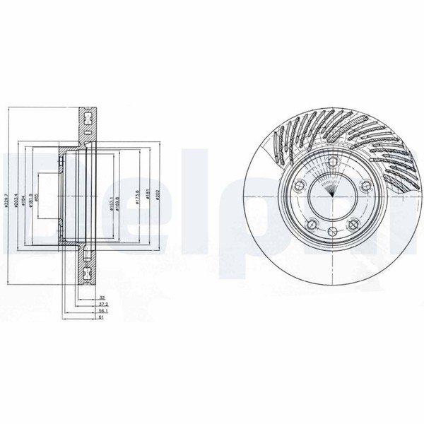 1X Delphi Bremsscheibe BG9949 FüR Touareg Porsche VW 7LA 7P5 7P6 Cayenne 7L6 7L7-image