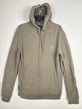 AllSaints Hoodie Mens Small Green Ramskull Logo Pullover Cotton Sweatshirt
