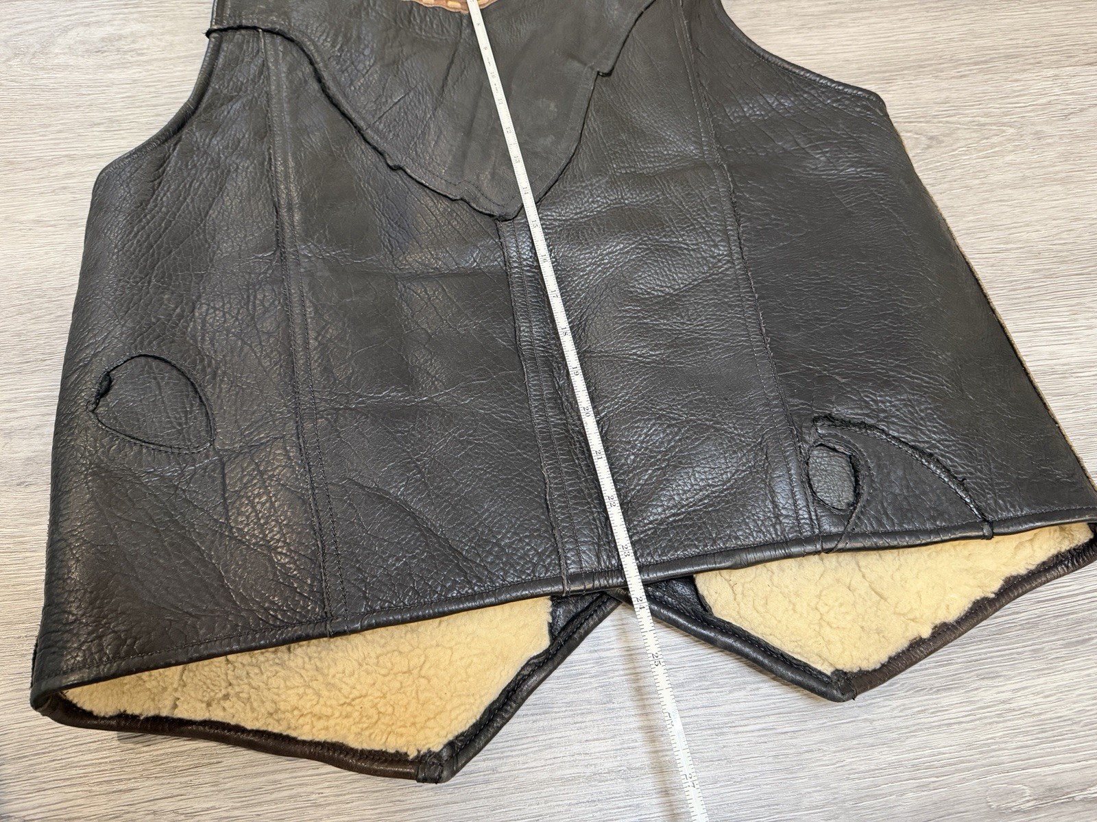 Handmade Oakridge Oregon Shearling Leather Vest Buffalo Nickel Motorcycle Vest L image 4
