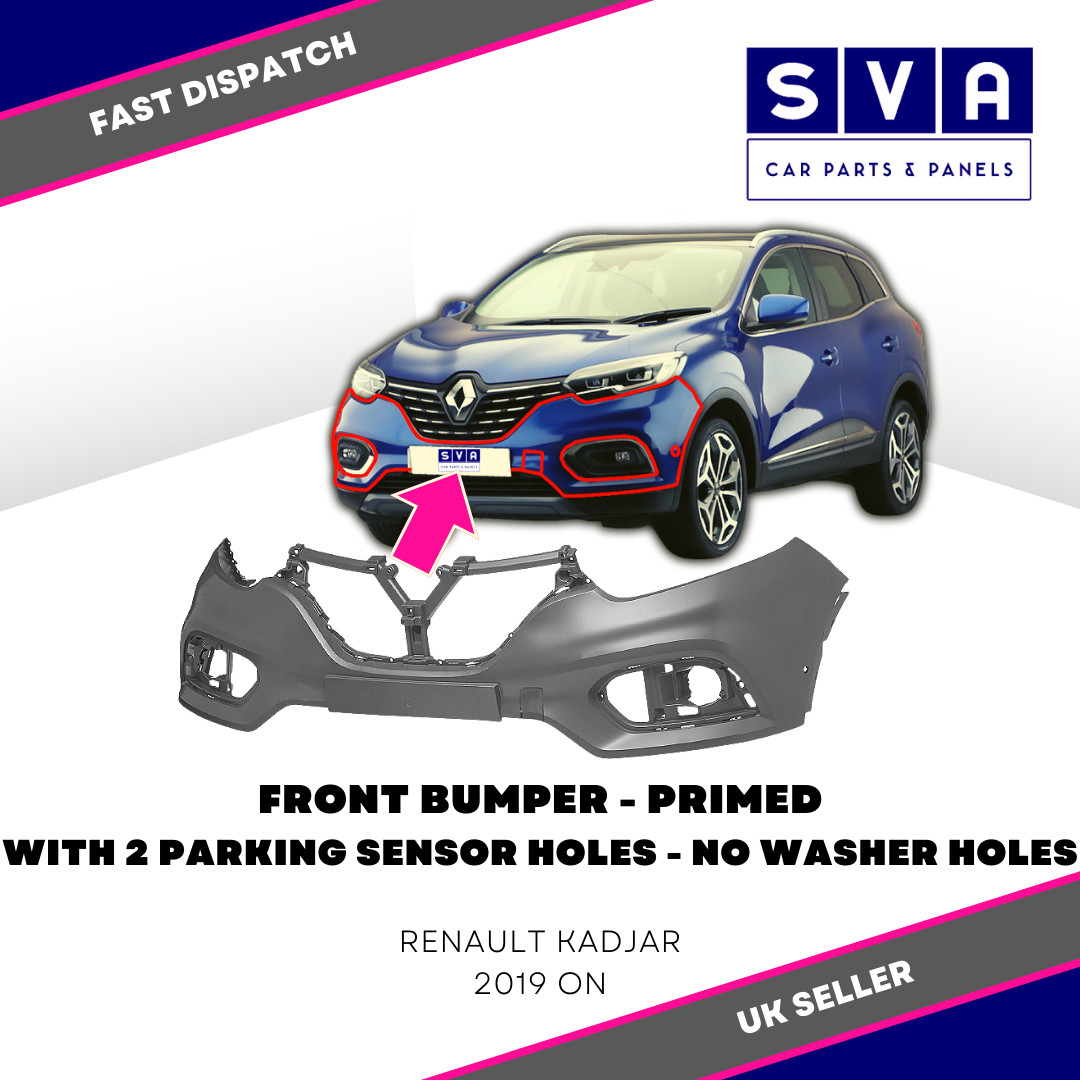 For Renault Kadjar 2019> Front Bumper Primed With 2 Parking Insurance Approved