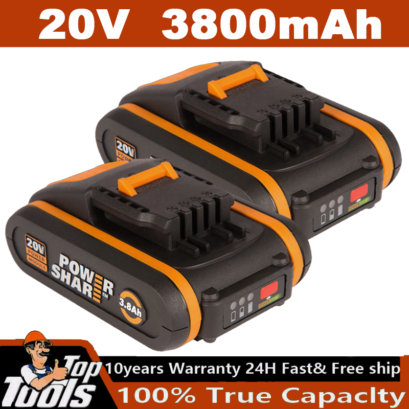 2x 8000mAh Akku Für Worx 20V - Ersatzakku Mit Ladekontrollleuchte