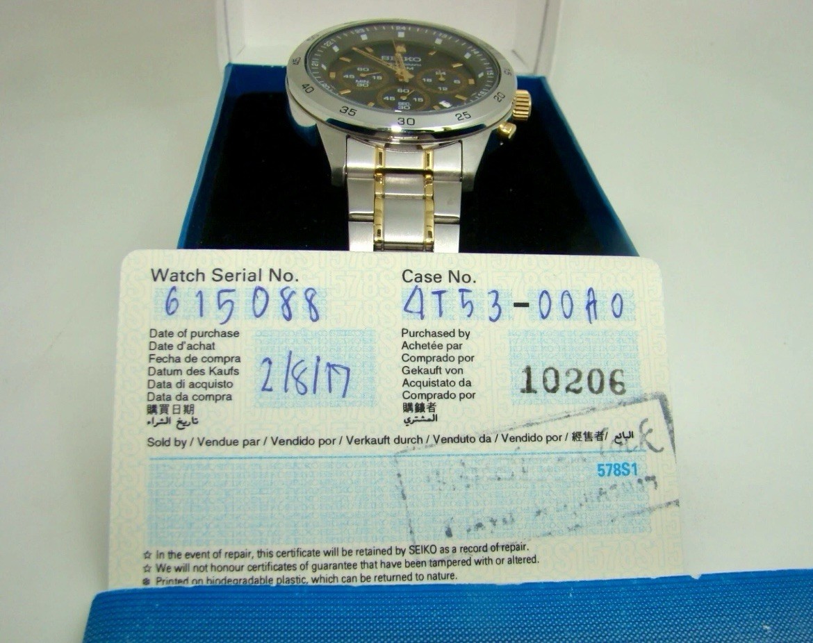 SEIKO 2010 44mm 4T53-00A0/ 2-TONE QUARTZ CHRONOGRAPH WATCH W