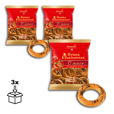 Kringelgebäck mit Mohn Lackmann Bubliki Baranki Suschki - 3 x 300g