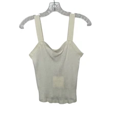 Marled Ribbed Knit Cami Top Womens Medium Cream New Wool Blend