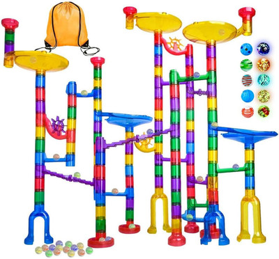 Glow in the Dark Marble Run Set STEM Toy for Kids 3+ Building Game Race Set