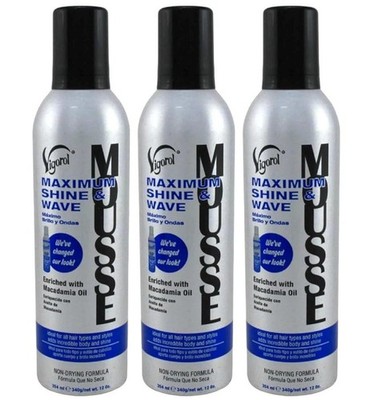 Vigorol Hair Mousse Maximum Shine & Wave With Macadamia Oil - 12 Ounce (354ml)