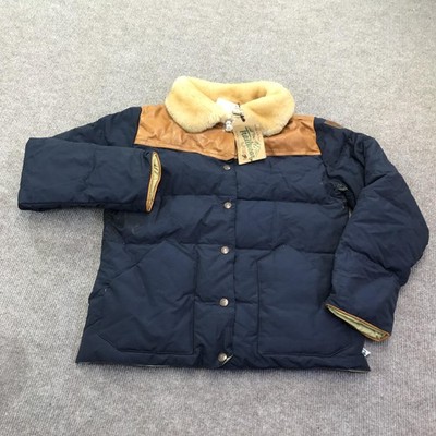 Penfield Rockwool Jacket Womens Large Navy 60/40 Down Insulated Leather Trim