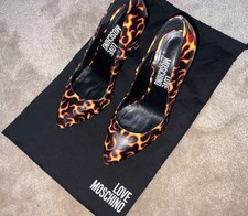 Love Moschino Flame Painted Pointed Toe Stiletto Leather US 4