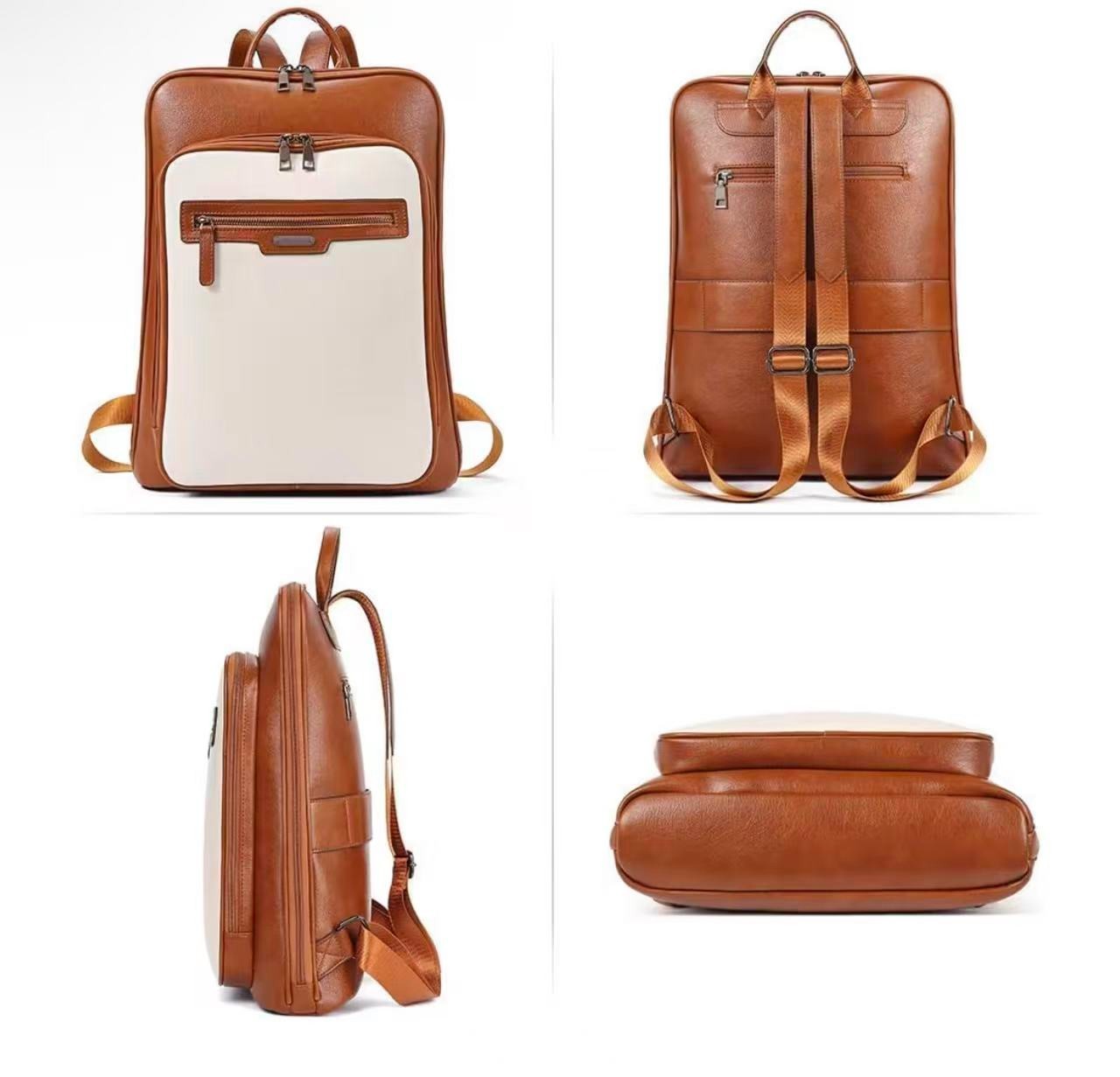 CLUCI Leather Laptop Backpack for Women 15.6 inch Computer Backpack Travel Large