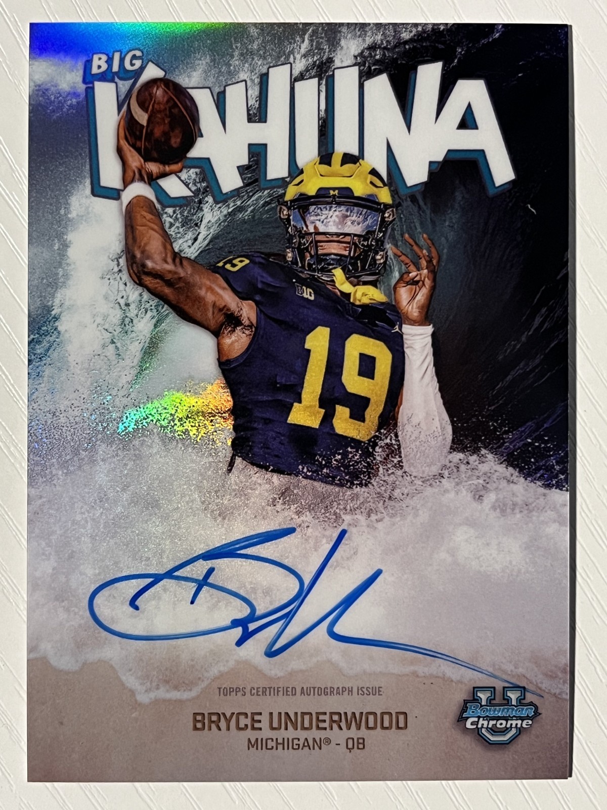 Bryce Underwood 2025 Bowman University Chrome Big Kahuna Auto Michigan