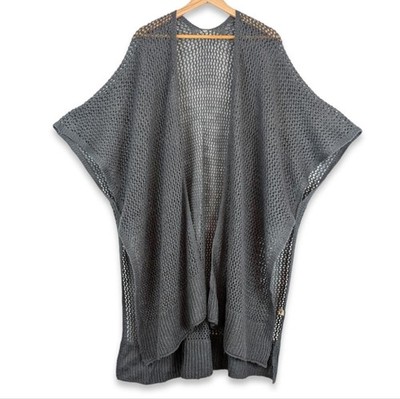 Macchia Di Ruggine Loose Knit Wrap Gray Lightweight Sweater Cover-up