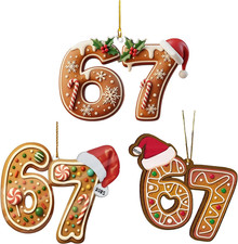 3PCS Acrylic Christmas Ornaments, Funny 67 Meme Santa Ornaments for Tree