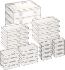 28 Pack Rectangular Mixed Sizes Clear Plastic Storage Containers Hinged Lid, f