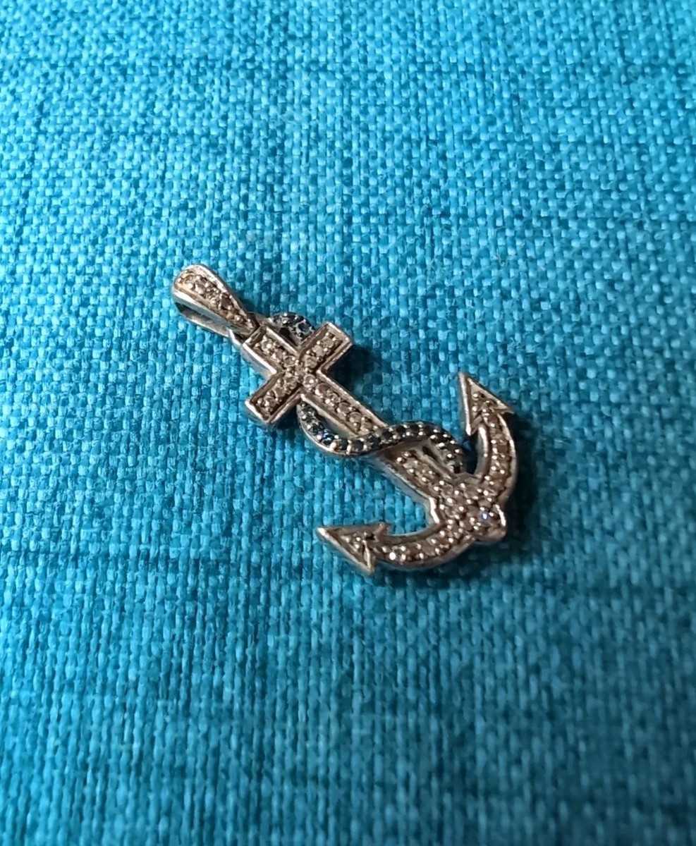 Anchor Design JWBR Pave Diamond Pendant 925 Sterling Silver View 3