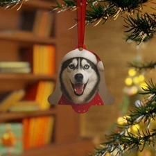 Christmas Holiday Tree Hanging Ornament Husky Dog Pet Lover Double Sided 