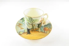c1950 Rare Pennsylvania's Grand Canyon Tea & Saucer Hand Painted Travel Souvenir