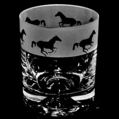 Animo Glas - SANDGESTRAHLTER FRIEZE WHISKY WHISKEY TUMBLER GLAS - Galoppierend
