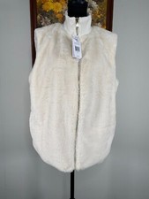Guess Marie Faux Fur Reversible Vest Women's Large Dove White Casual NWT