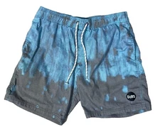 Dibs Men's Tye-Die Swim Shorts Board Short Blue Grey Size L Large