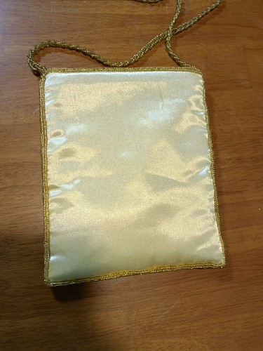 Seltene Vintage Geldbörse mit Glasperlen Wappenengel Gold - Bild 3 von 4