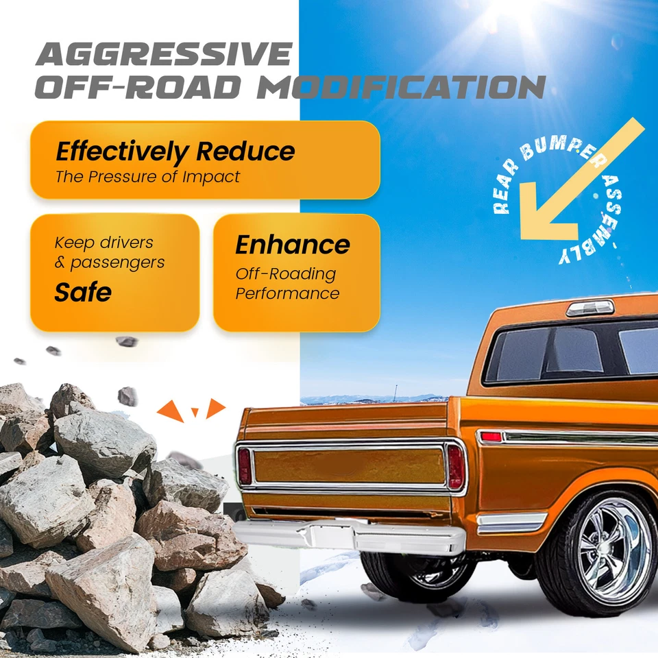 Barra frontal de parachoques trasero cromada para camioneta Ford F100/F150/F250/F350 1980-1986 Foto 4 de 4