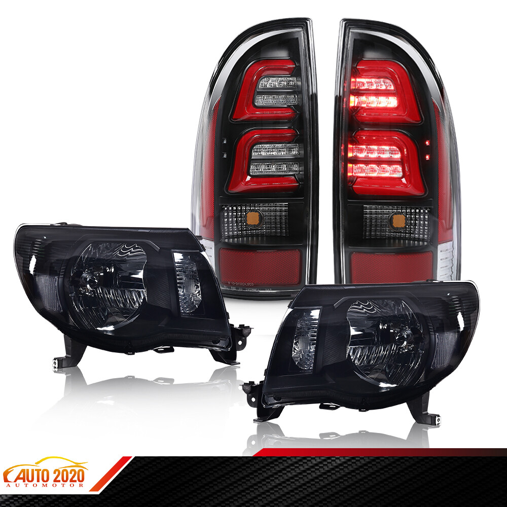 Black Smoke Headlights & 3D LED Tail Lights for 05-11 Tacoma  