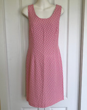 Sleeveless Sheath Dress Pink w/ White Polka Dots Size 9 Vtg Made in Canada