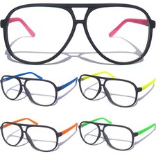 Clear Lens Glasses Black and Color Frame Hipster Retro Classic Vintage Style