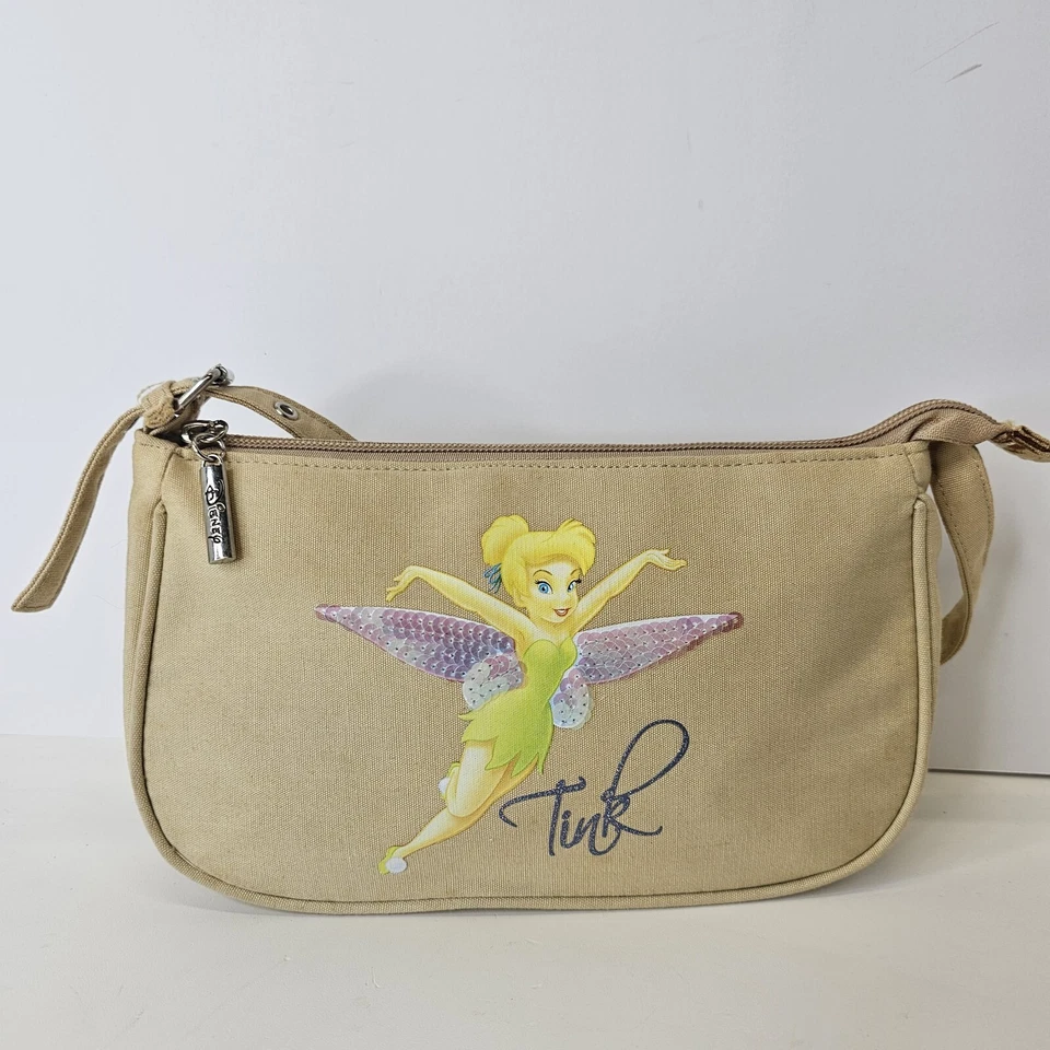 Bolso de Hombro Cartera Vintage Disney Mini Campanilla Tostado Lona Tostado Leer Foto 4 de 4