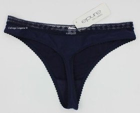NWT Lise Charmel Epure PCP0010 "Satin Seduction" Polyamide Thong, Blue, France