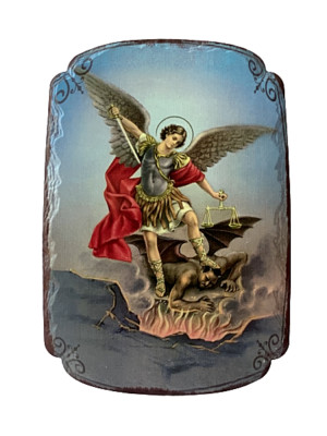 San Miguel Arcangel Image 8''x5'' Table/Wall Plaque