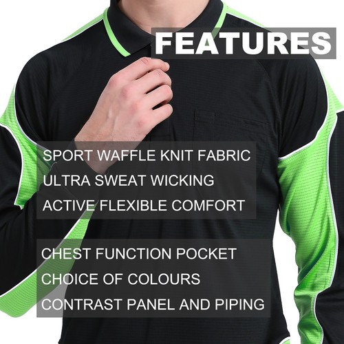 Work Polo Shirts Long Sleeve hi vis panel chest pocket quick dry Black Blue Pink - Picture 45 of 58