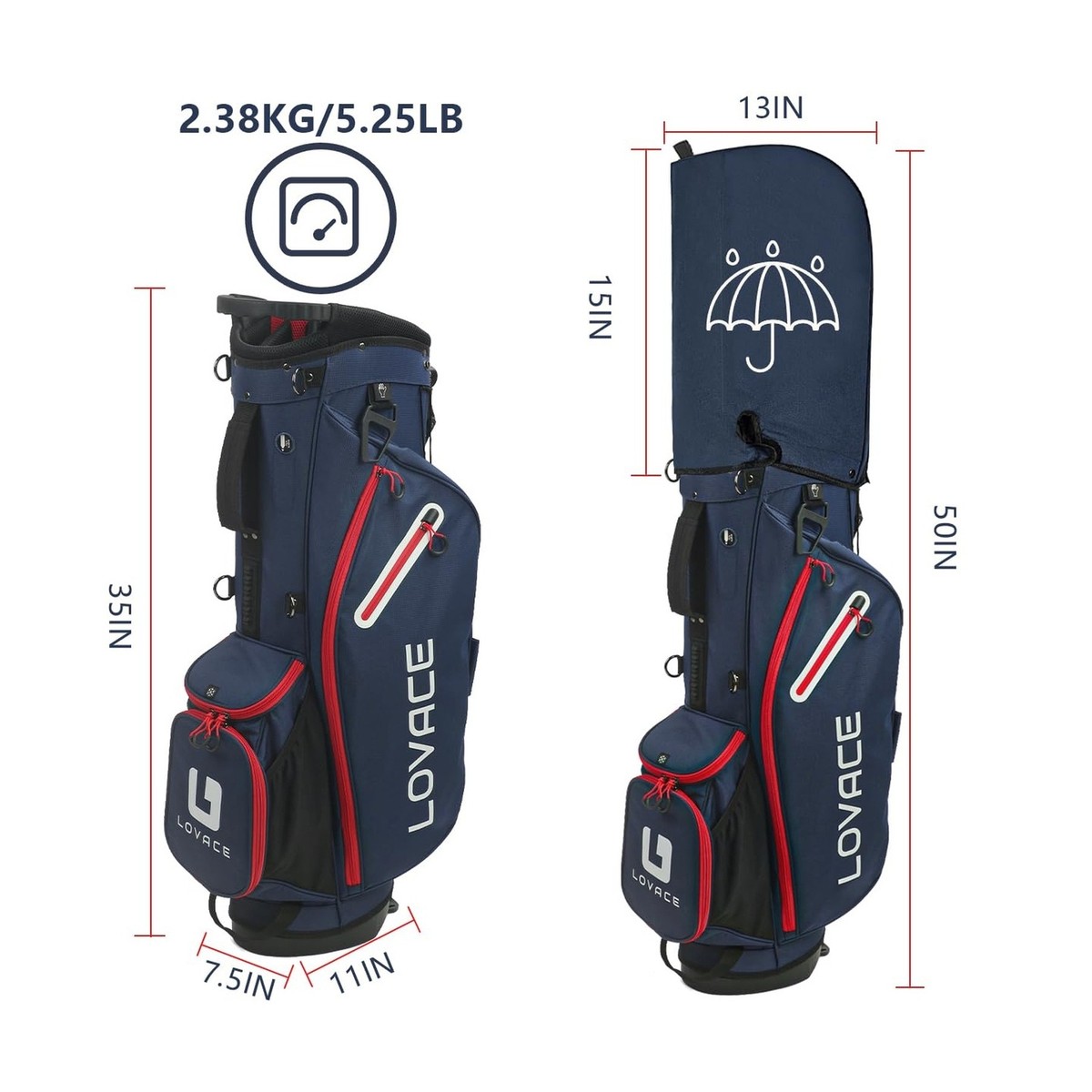 14-Way Golf Stand Bag, Lightweight Golf Bag with Stand for